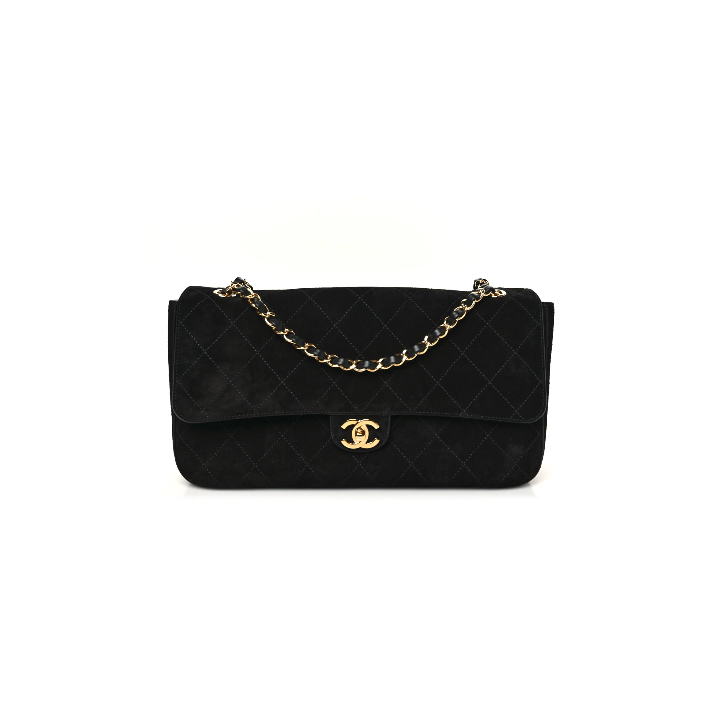 CHANEL SUEDE CALFSKIN SMALL SOUPLISSIMO MAXI FLAP BLACK (33*18*10cm)